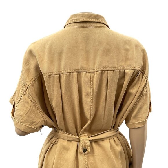 Urban Outfitters Button-Up Reagan Belted Oversized Utility Romper Khaki Brown S - Picture 7 of 14